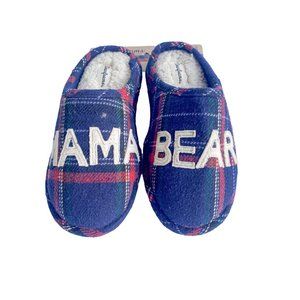 Dearfoams Women's Mama Bear Clog Slippers In Blue Plaid Size S (5-6)